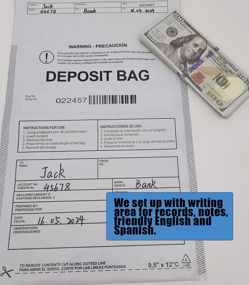 Seadasyoon Plastic Deposit Bags 30 Pack 9.5''x 15'', Opaque Security Bank Deposits,Cash register,Money bag for Cash,Bank Pocket,Tamper-Evident,Unique Barcode - Image 5